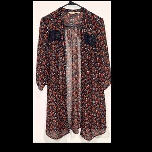 Floral Chiffon Kimono Size Medium Brand Black Poppy